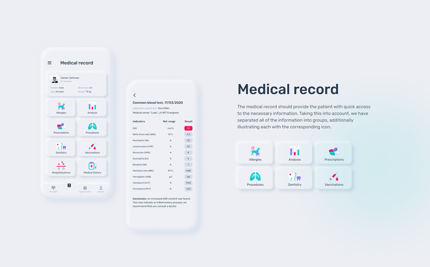 app mobile neomorphism ux/ui design medical