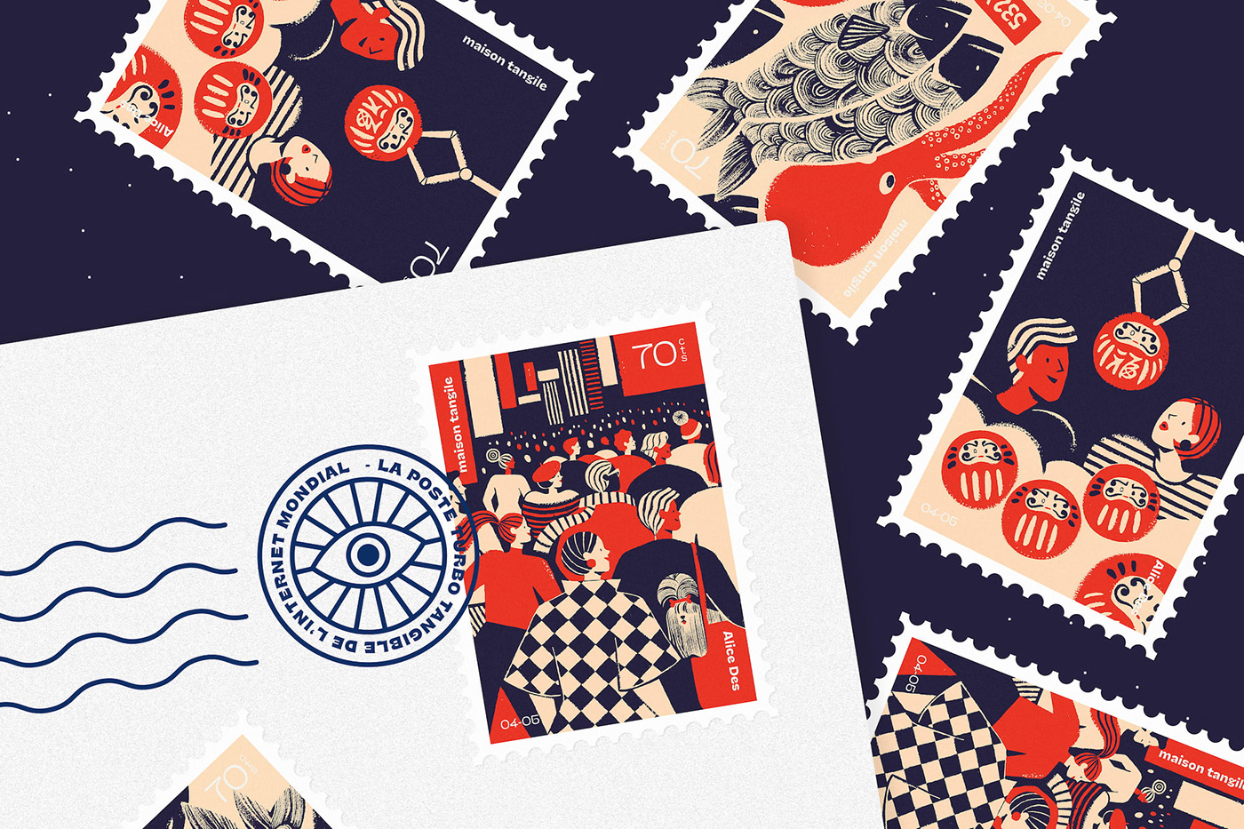 ILLUSTRATION  painting   peinture gouache japan timbre stamps Stamp Design Postage JAPON