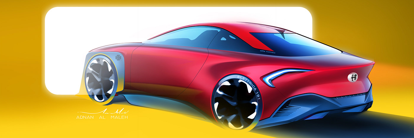 alfa romeo GTV coupe electric concept car sketch