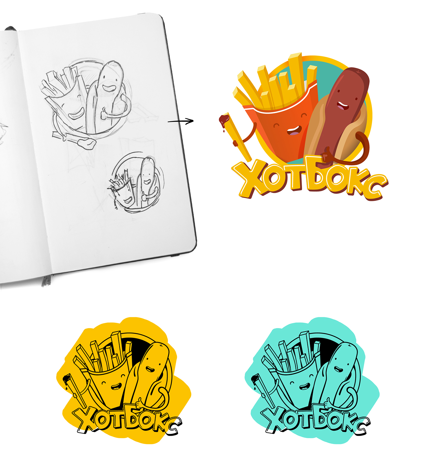 Food  fastfood logo hotdog branding  identity brand sketch process Create
