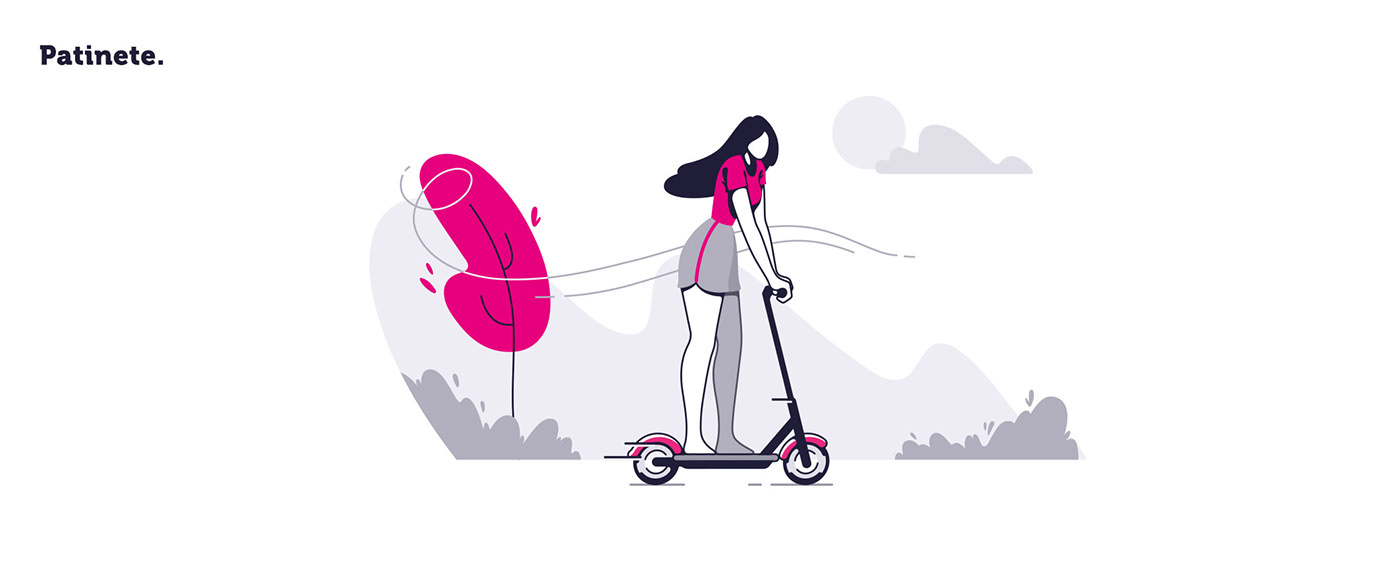 Bike patinete tembici Itaú vector vetor pink app mobile stroke