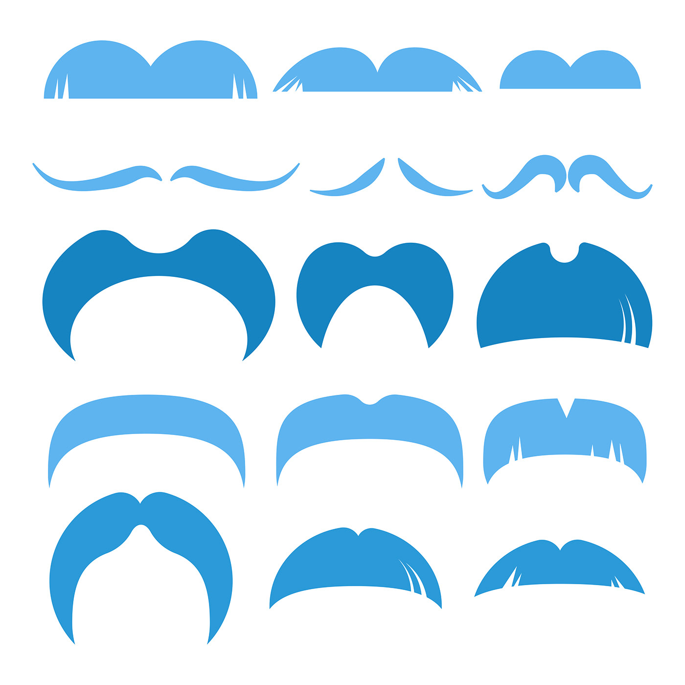 ILLUSTRATION  set vintage Fashion  Isolated mustache moustache face facial curly