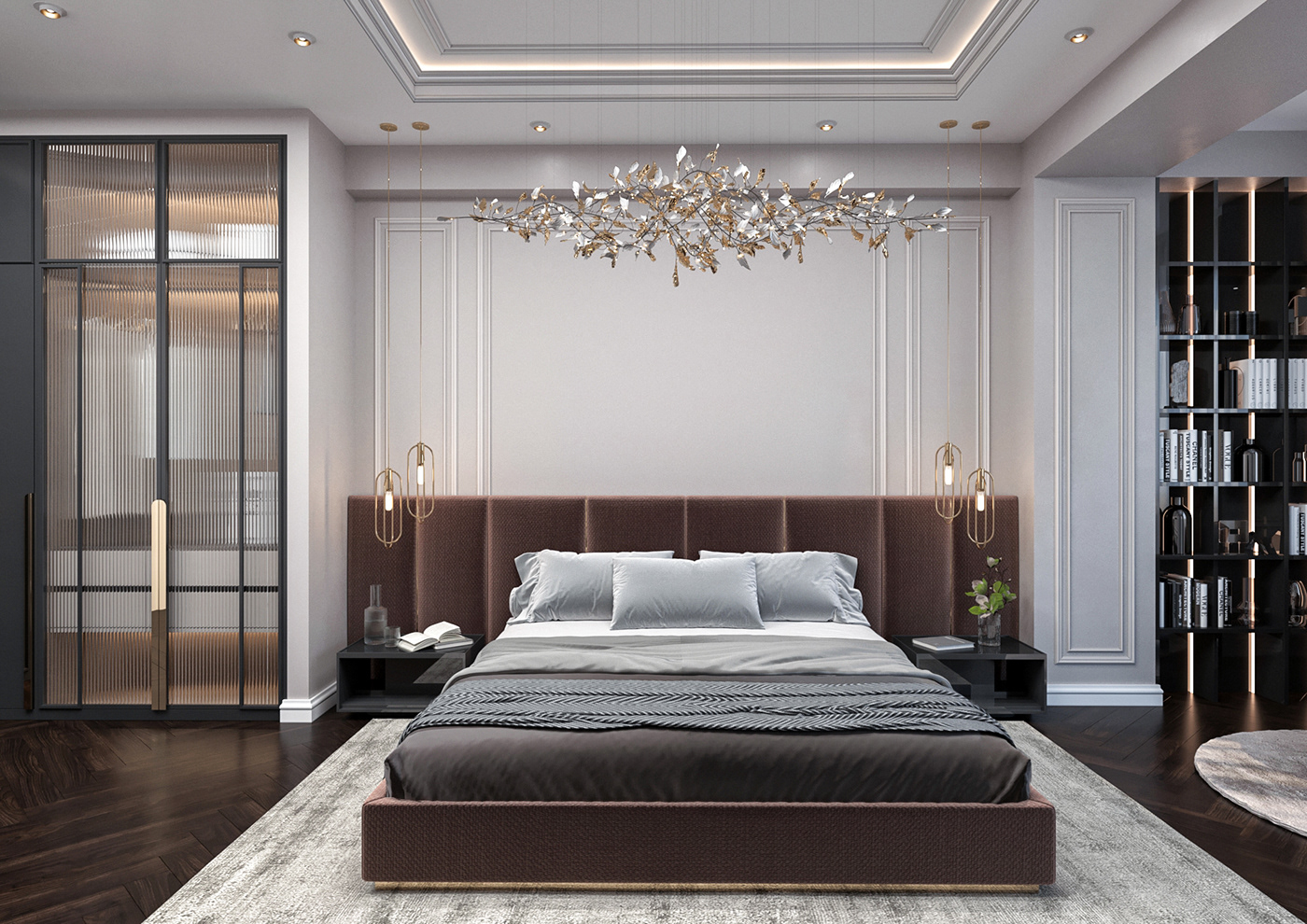bedroom bedroom design corona interior design  luxury neoclassic Render
