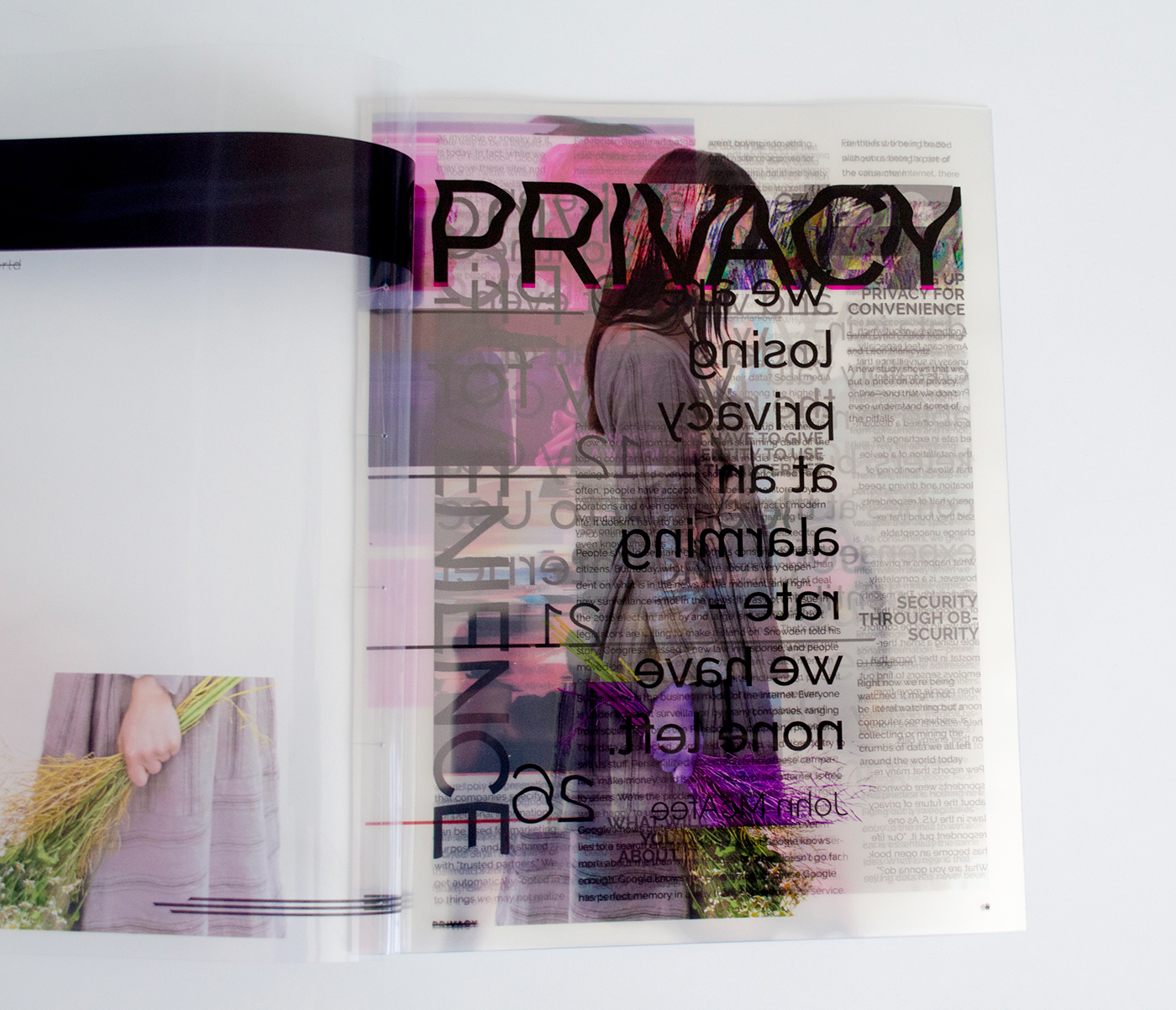 privacy graphic design  print design  transparent clear magazine publication editorial design  security