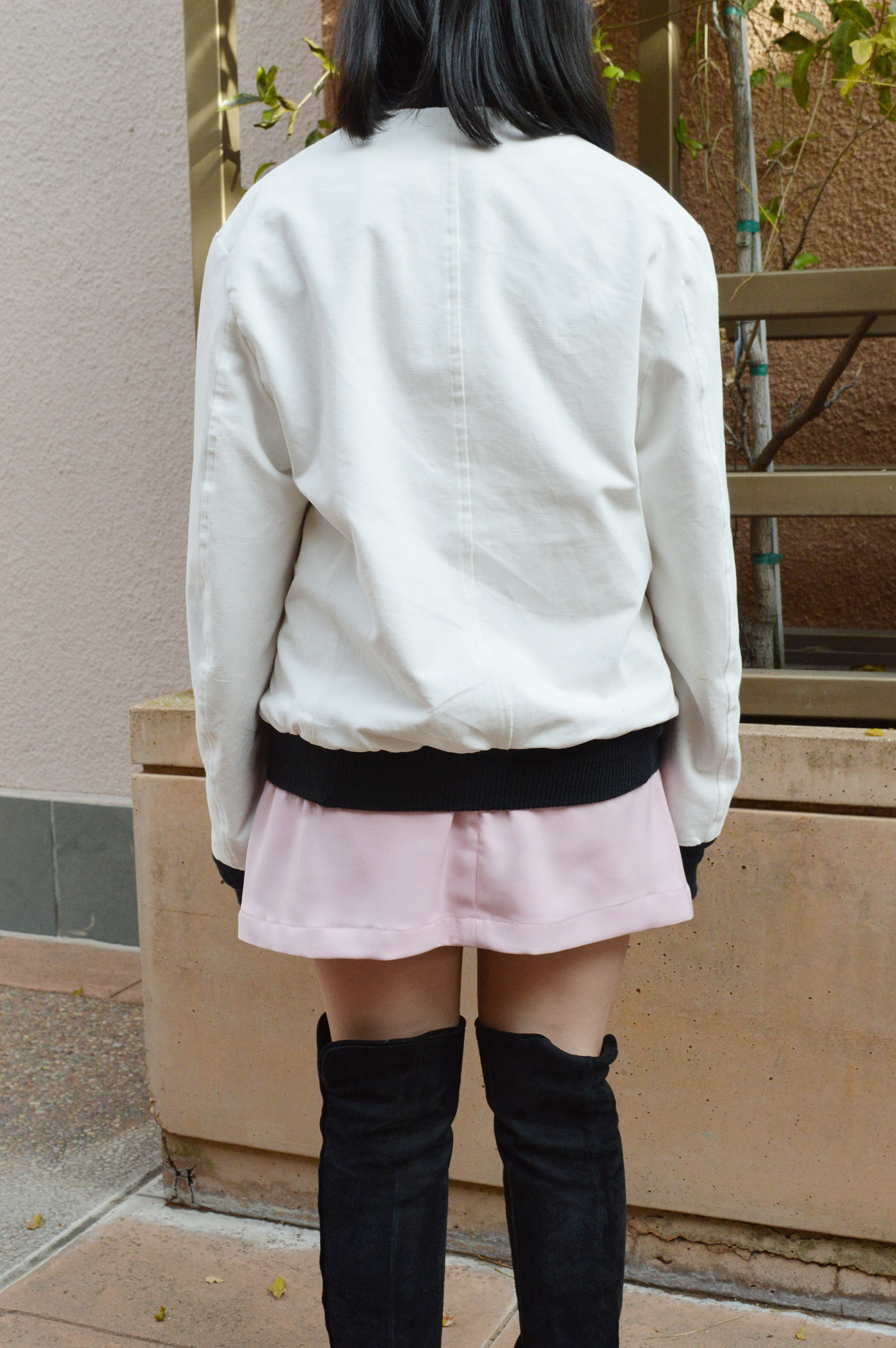 jacket bomber jacket skirt Mini Skirt Fashion  fashion styling black pink sewing women's wear