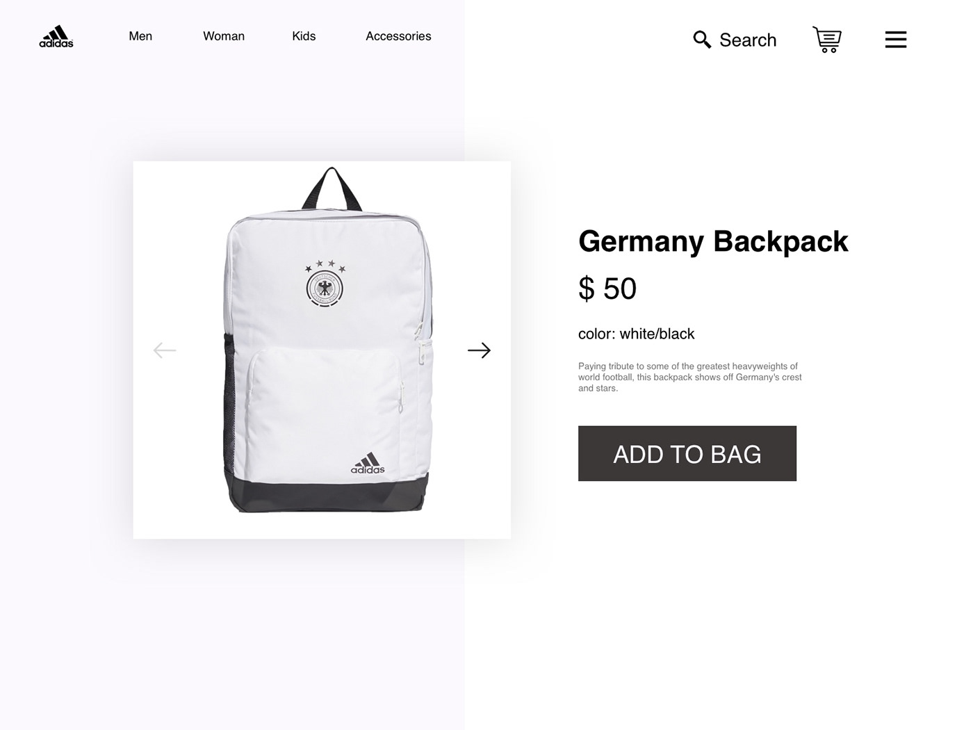 sketch uiux Webdesign adidas graphicdesign photoshop Illustrator germanybackpack whiteblack