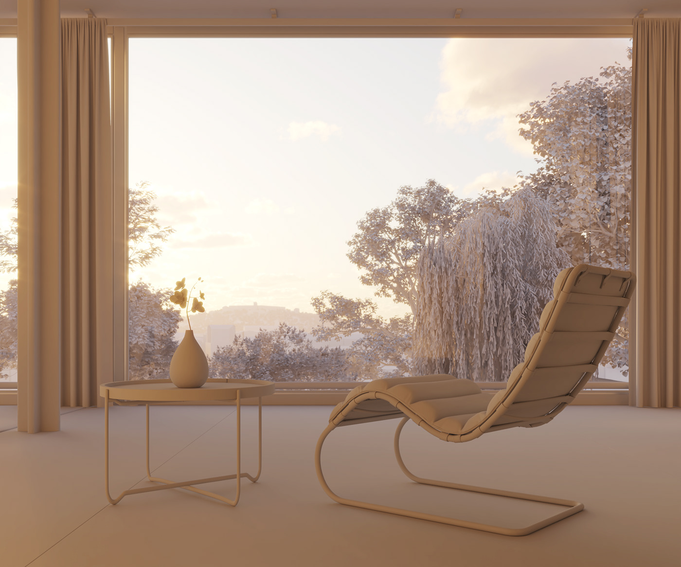 3ds max vray photoshop 3D Rendering mies van der rohe interior design  visualization architecture arhcviz