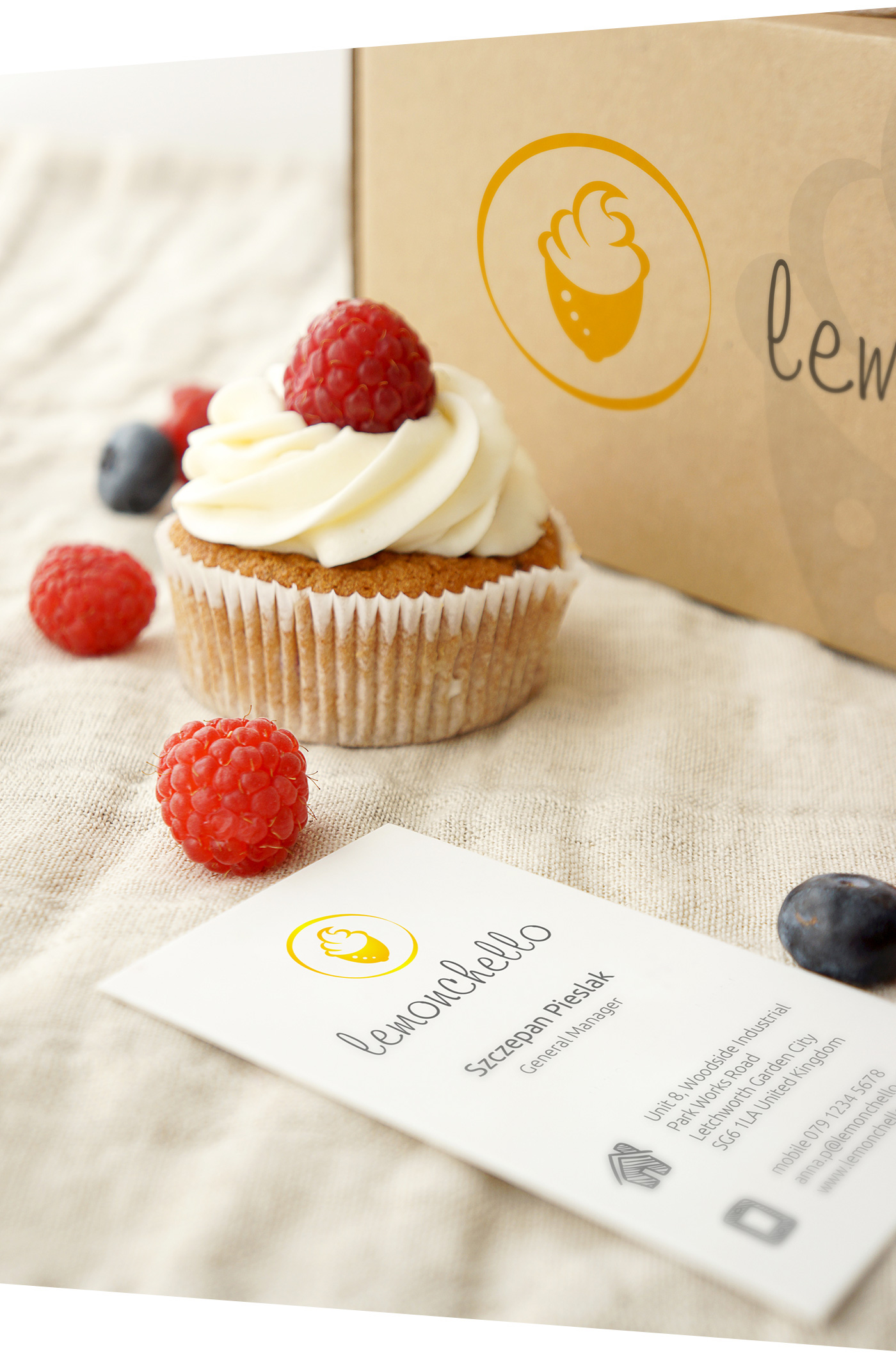 Lemonchello branding  ID logo identity business card cupcake