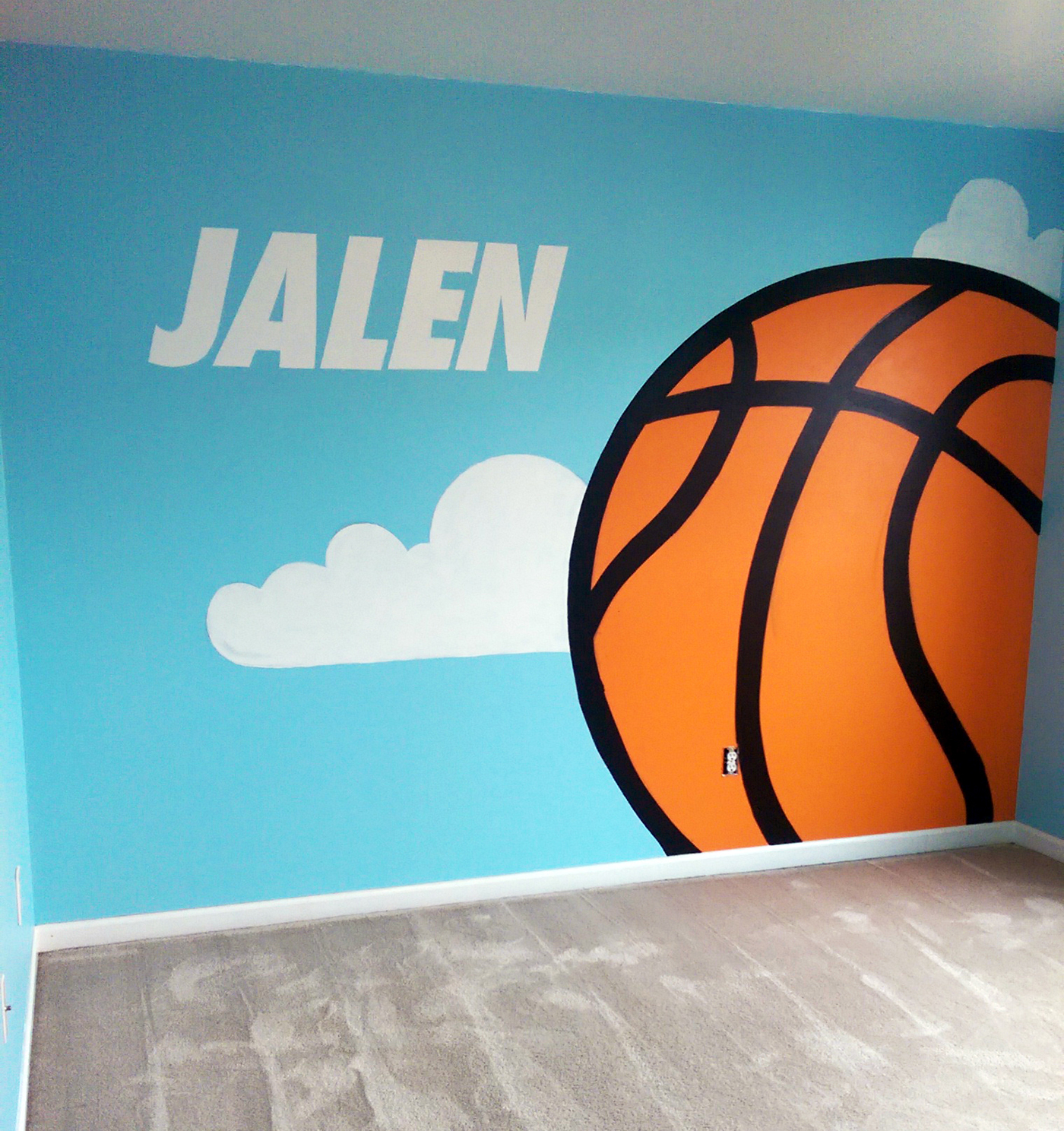 design interior decorating wall painting baby room family basketball kids baby