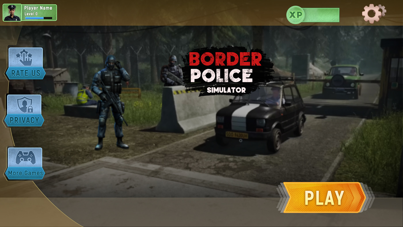 border police Car simulator car game ui UI/UX car game Racing car police parking ui