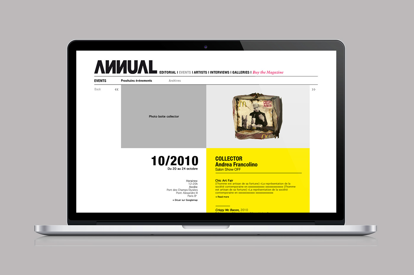 Adobe Portfolio Website ANNUAL Art Contemporain contemporary art edition book newsletter site internet UI ux