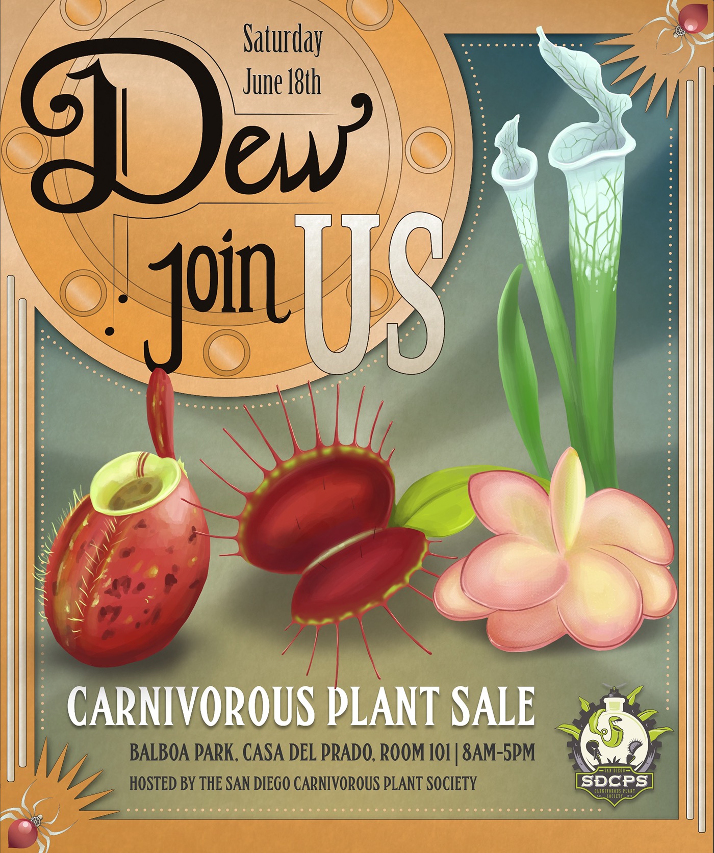 Adobe Portfolio carnivorous plant poster ILLUSTRATION  flytrap Nepenthes sdcps San Diego