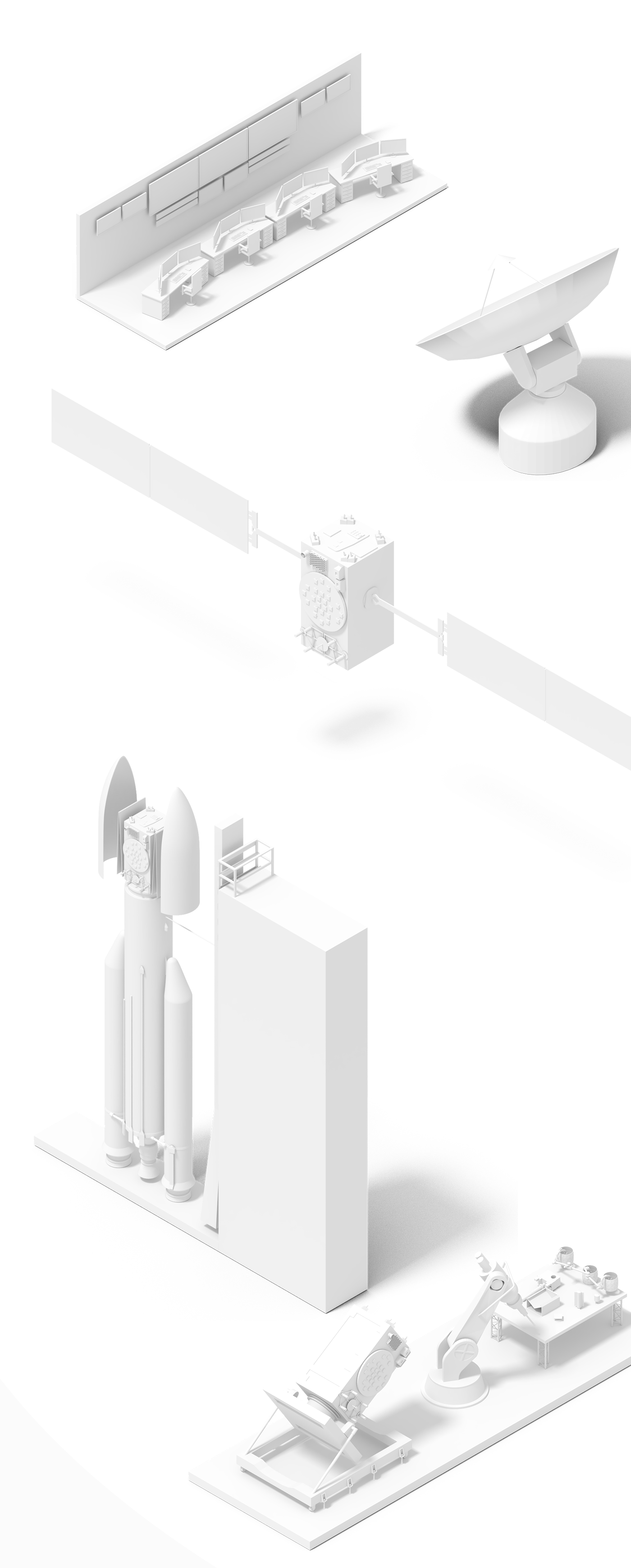 3D Space  Website Isometric VisionSpace Tiago Vaz Uzo satellite rocket graphic design 