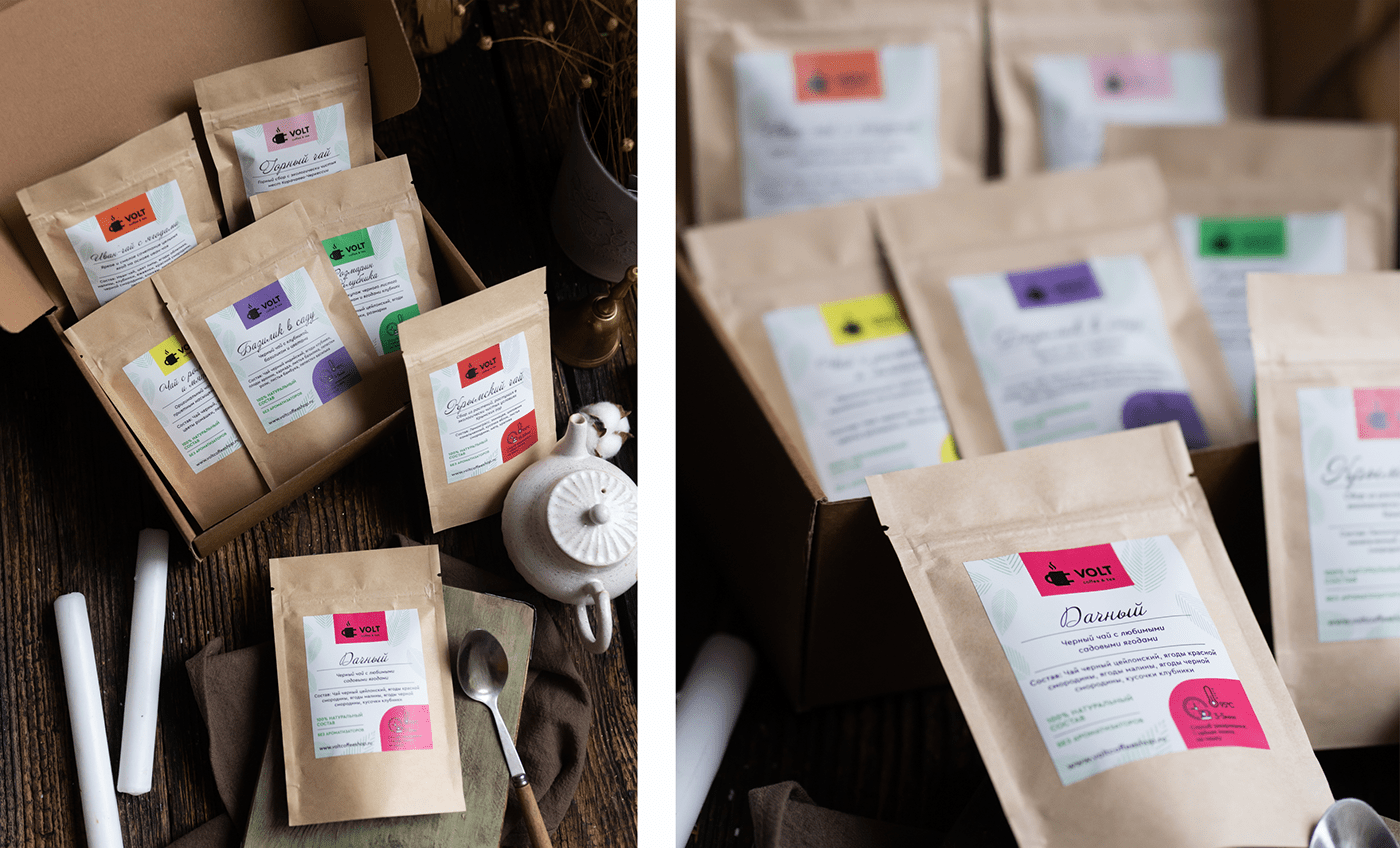 tea collection - kraft package with labels