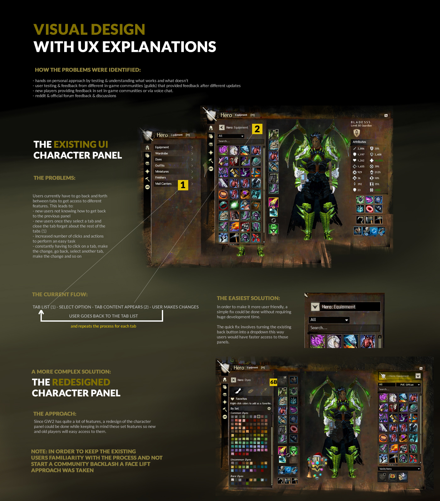 guild wars GW2 ux design user experience user interface wireframing Prototyping mmo game Website in-game artistic User research user interviews