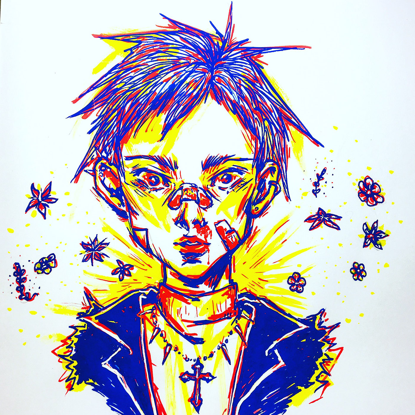 ILLUSTRATION  Drawing  ink pen Primary colors sketches art Character design 