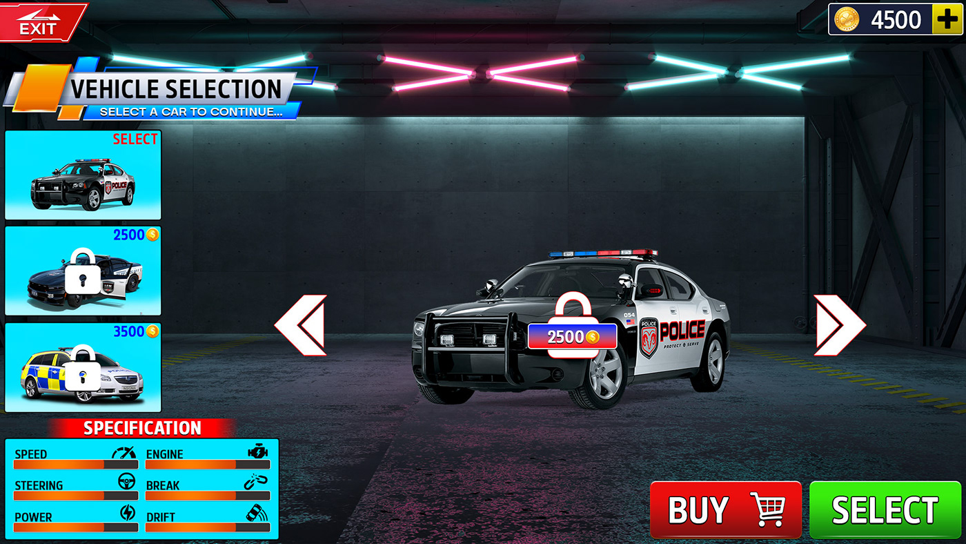 Police Car Chase police UI/UX ui design UI ux Police car Police game UI business Logo Design