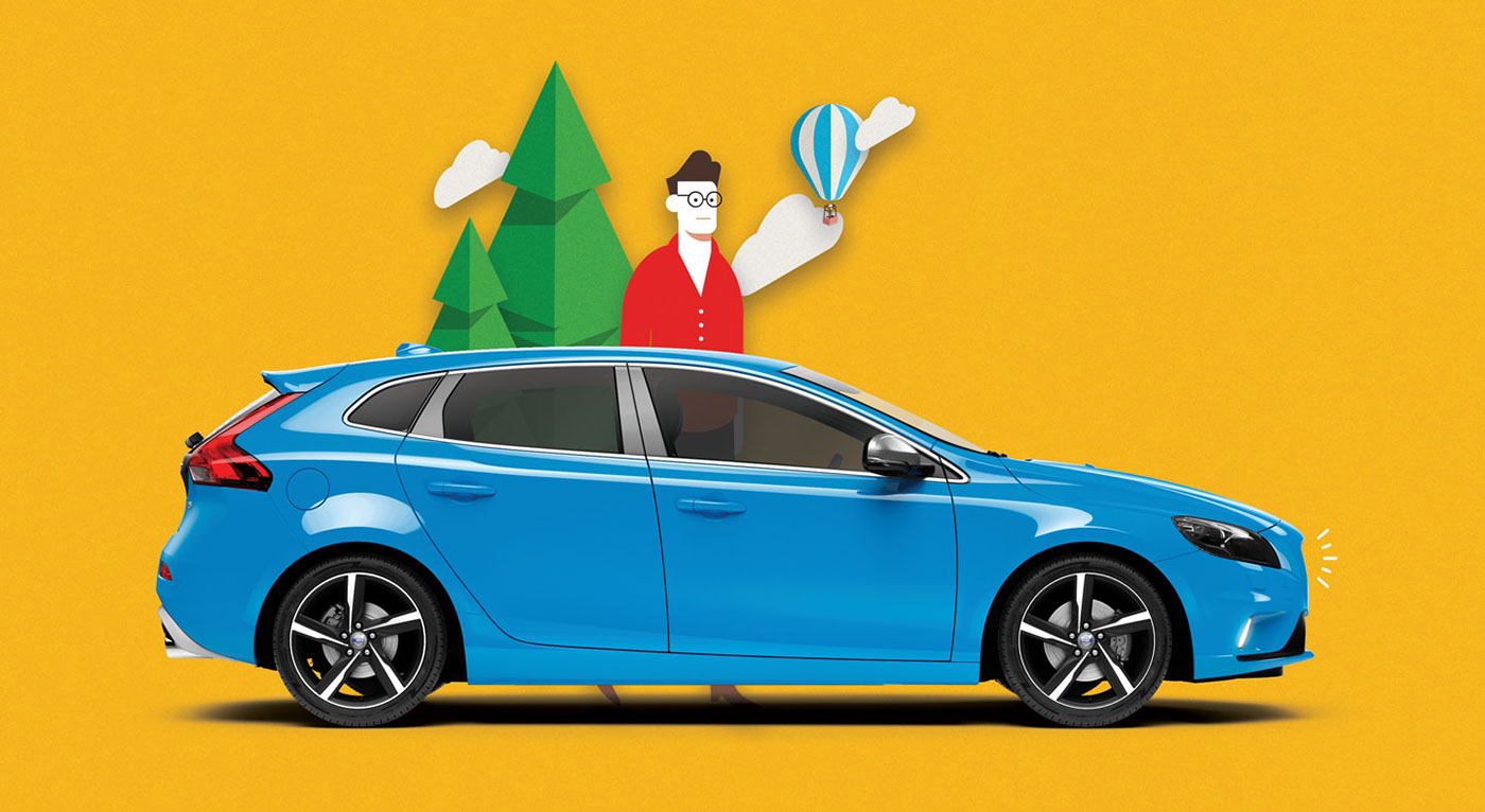 Volvo Advertising  campaign Case Study ILLUSTRATION  animation  Colourful  installation Street integrated