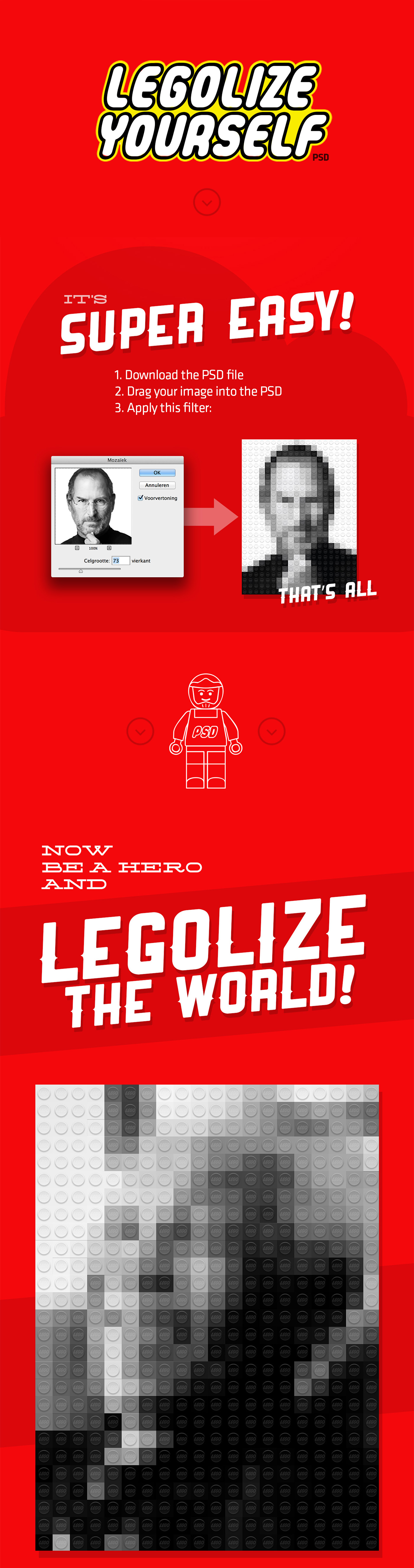 Fun psd freebie free tutorial LEGO legolize legolise poster photoshop