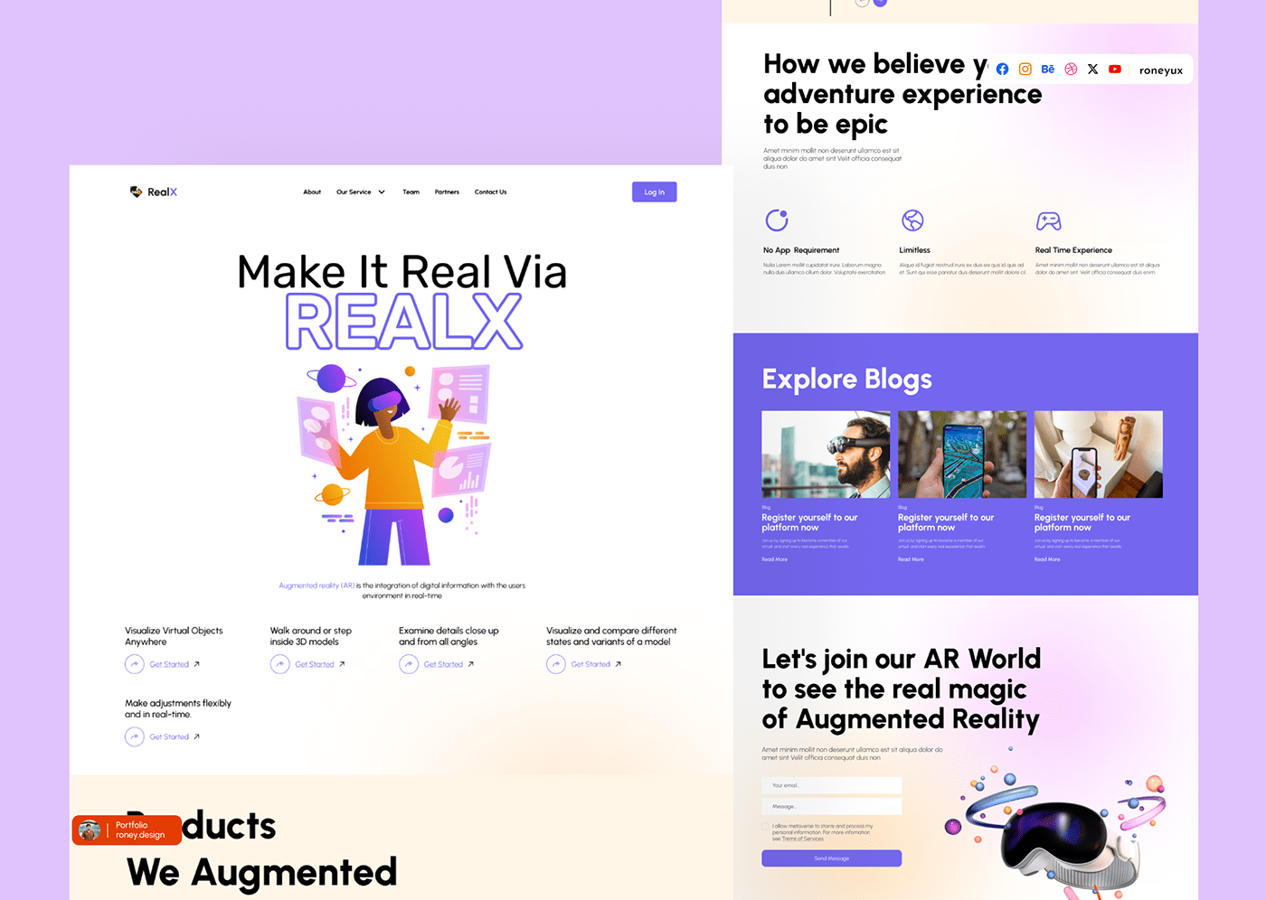 landing page design augmented reality Ecommerce UI UX design future of retail ideas Creativity Interactive Shopping Realx sellbee