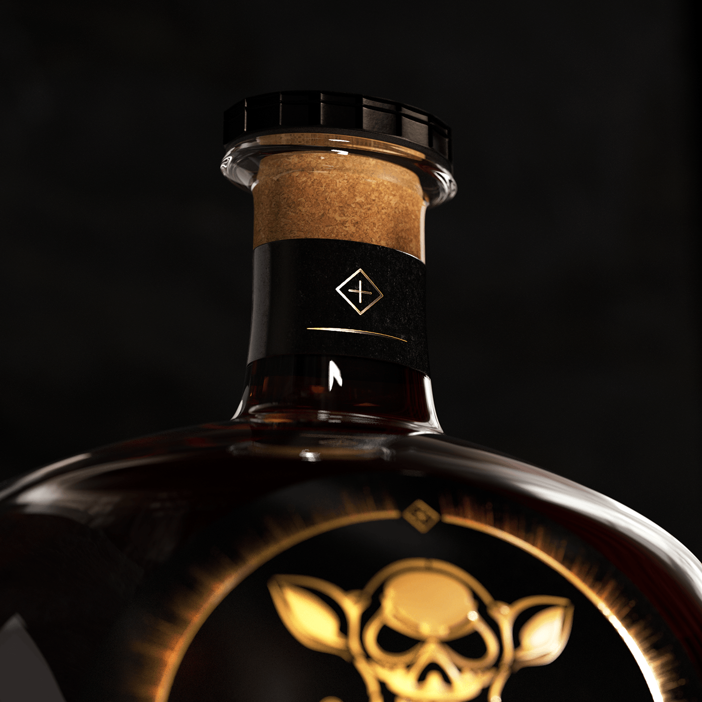goblin Rum brand identity Logo Design productshot 3dproductdesign ai cinema 4d redshift 3dmodeling