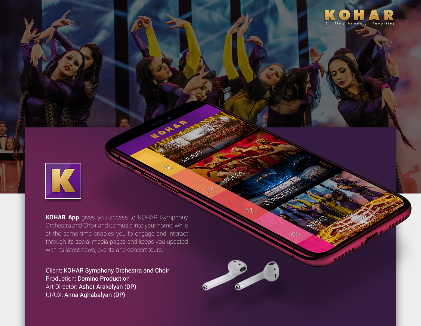 music UI/UX Kohar Mobile app Web Design  art direction  branding  graphic design 