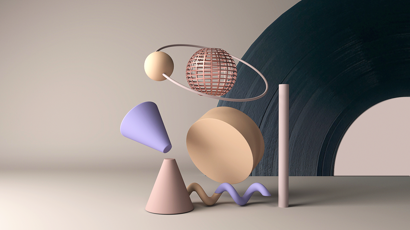 3D illustartion Maya Render color Space  music vinyl record geometric