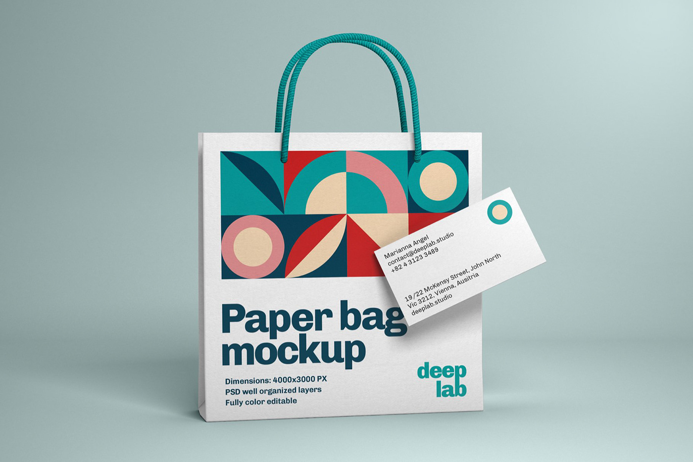 branding  paperbag businesscard identity stationary Mockup editable geometric creative rope