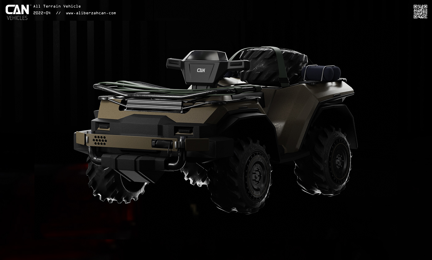 ATV concept electric Heavy Military Offroad Quad bike robotics transportation Vehicle
