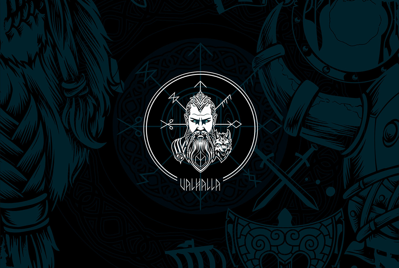 барбершоп дизайн логотип фирменный стиль викинг айдентика графический дизайн Logotype викинги Скандинавия