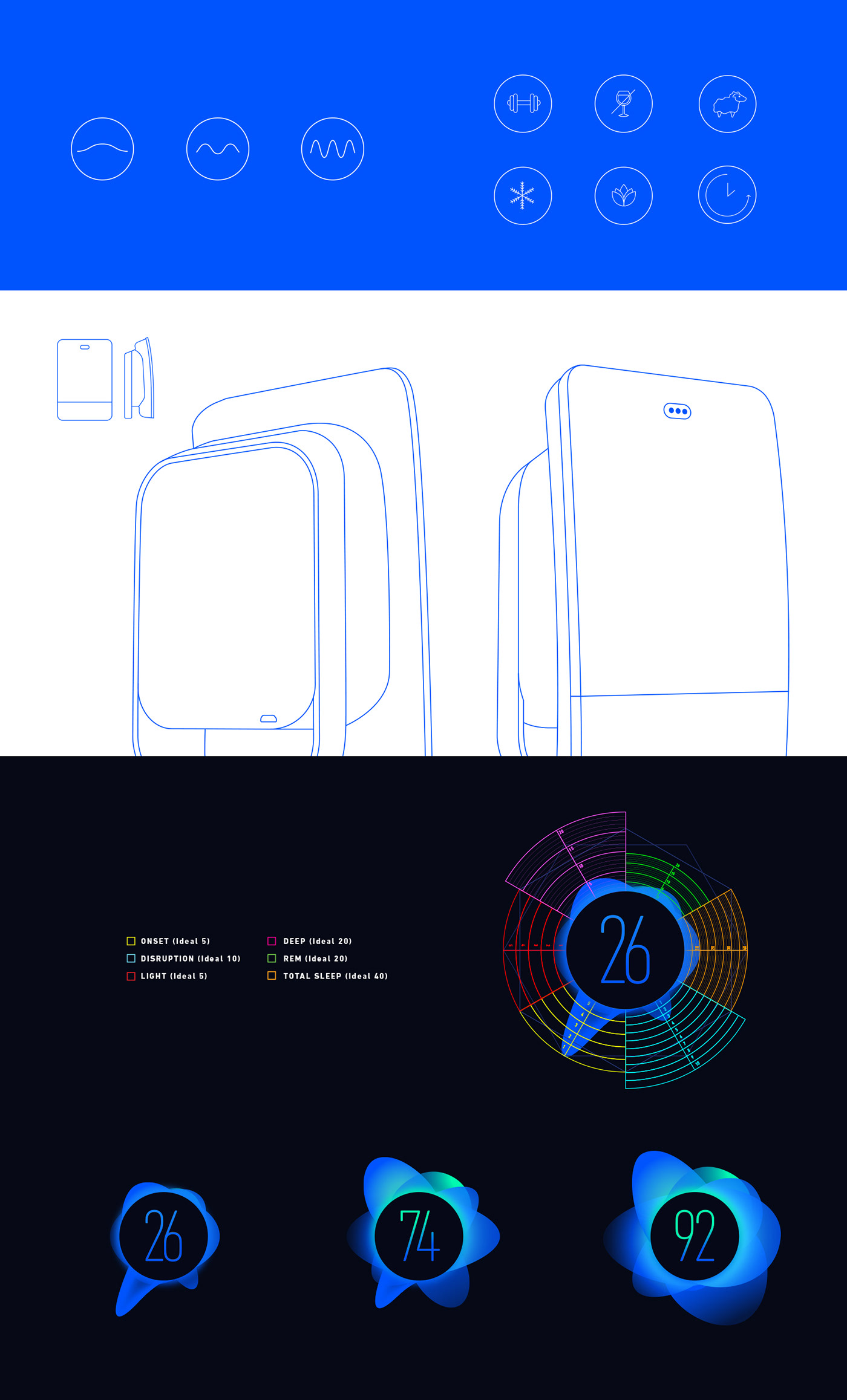 design Technology sleep tracking Aura Packaging Health iconography Behance sleeptracking