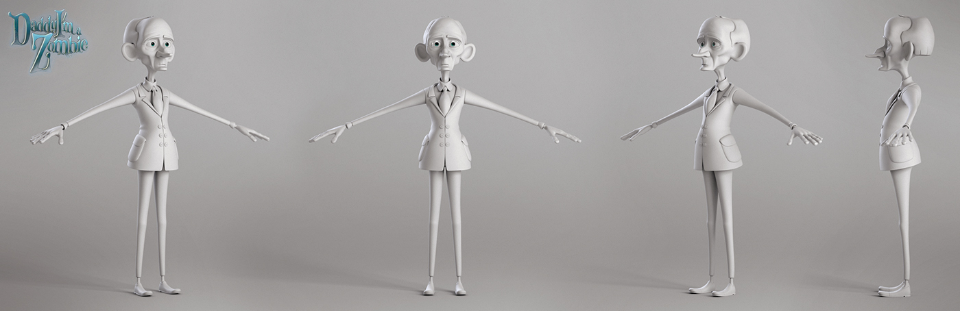 Character 3D cartoon design animated Sculpt model modeller MOdeler zombie old elder fat kid