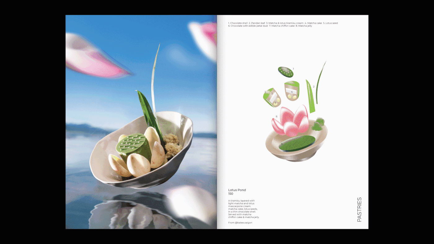 bloom dessert editorial F&B flower menu spring ILLUSTRATION  drink Food 