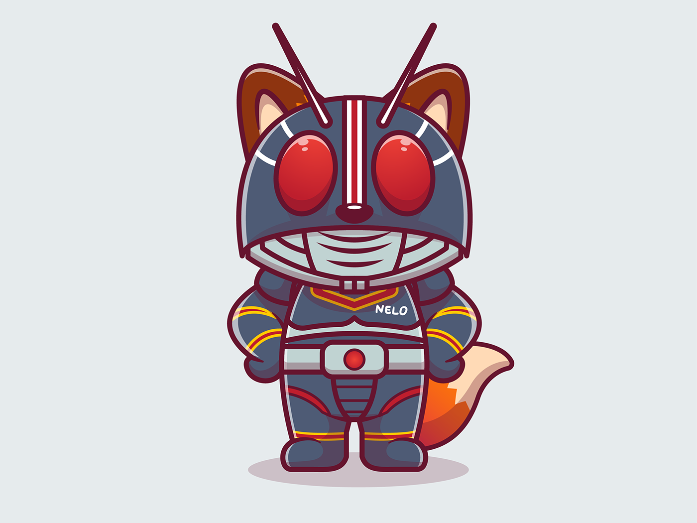 ILLUSTRATION  Icon logo cute FOX animals Kamen Rider fanart mask robot