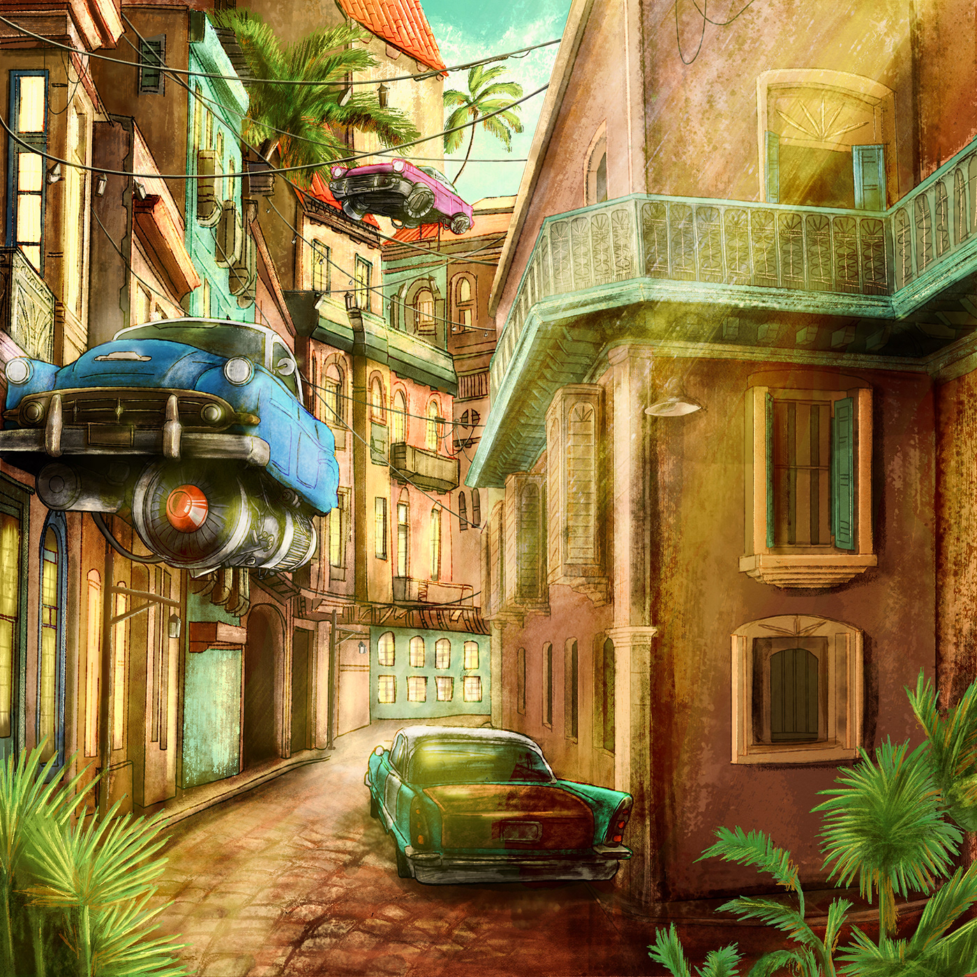 concept concept art conceptual environment Game Art ILLUSTRATION  Retro Retro Futurism Tropical vintage