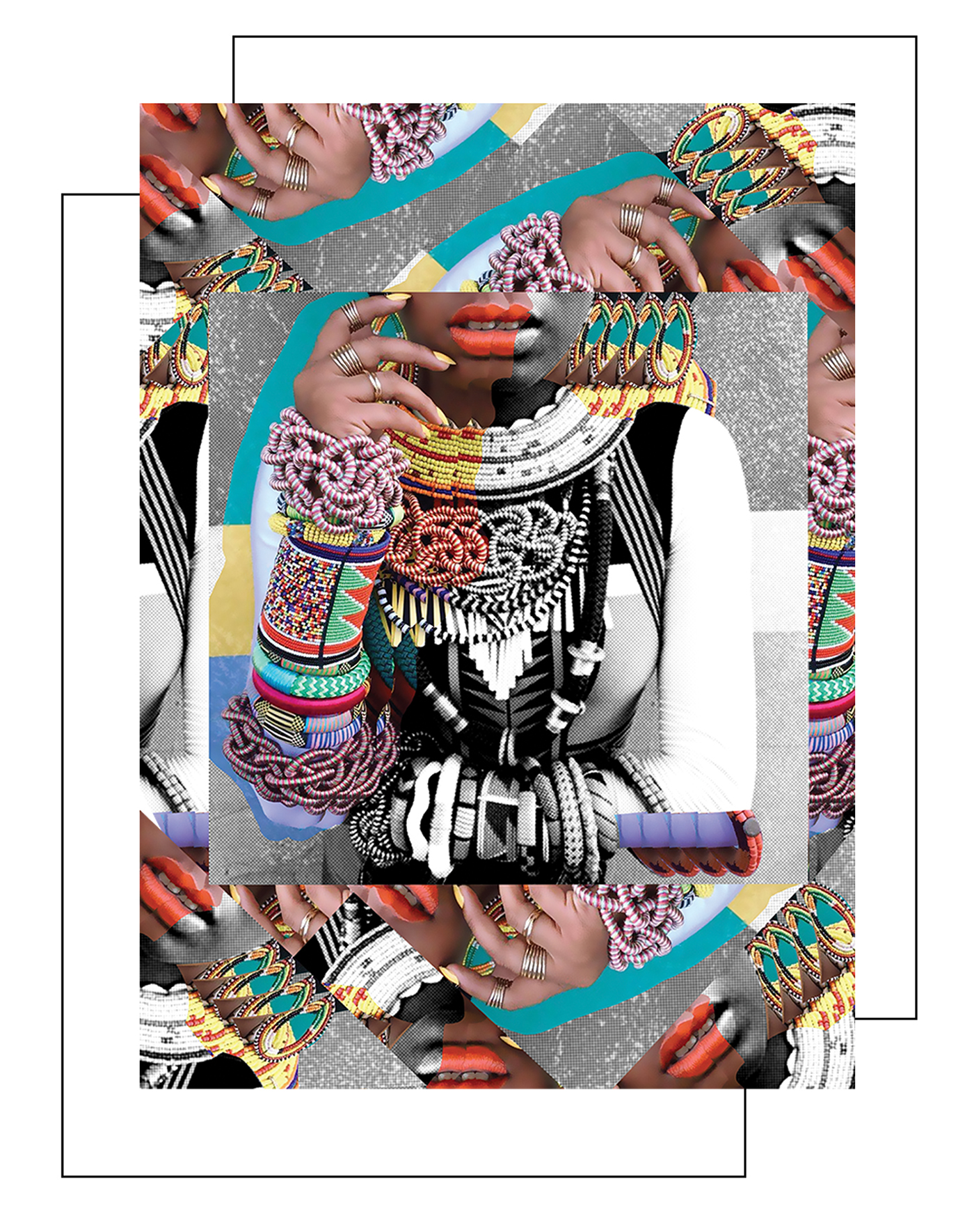 collage colagem afropunk ILLUSTRATION  Fashion  graphic woman black Memphis poster