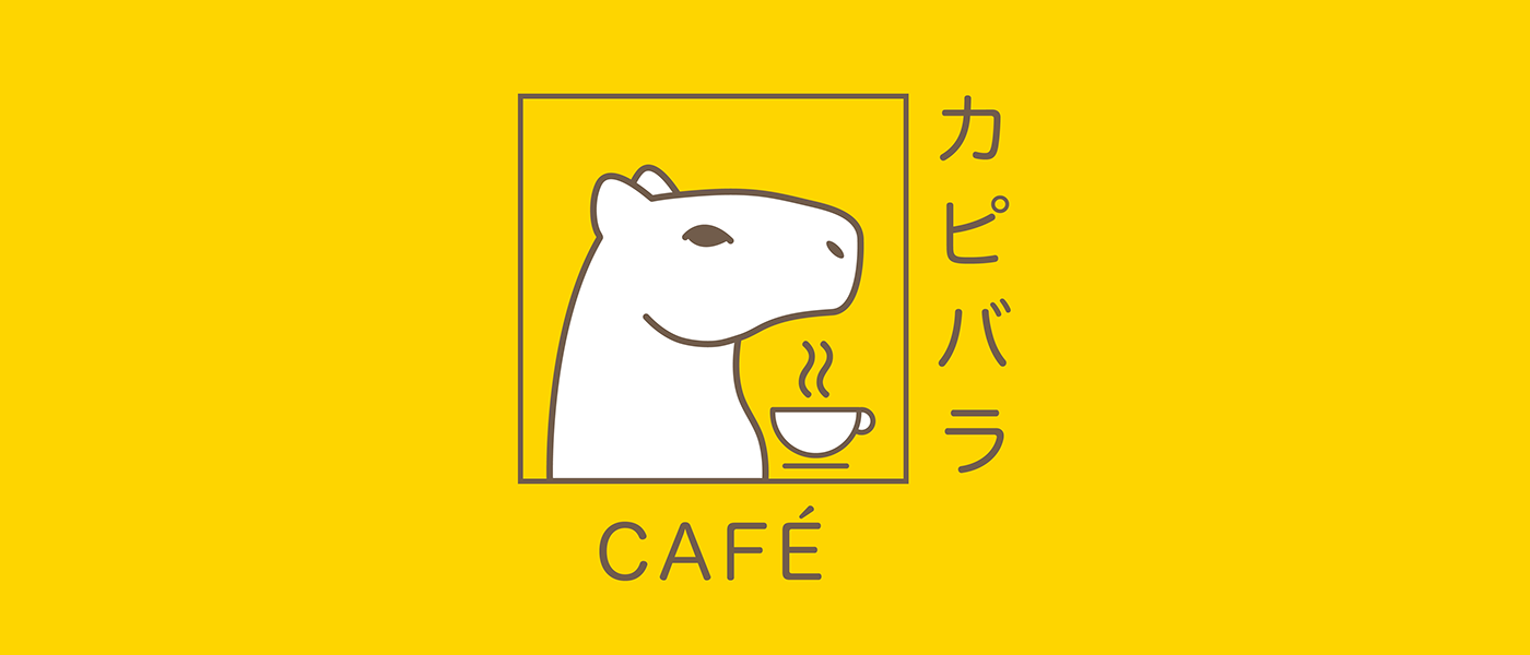 capybara cafe cute yellow Coffee tea branding  japan logo