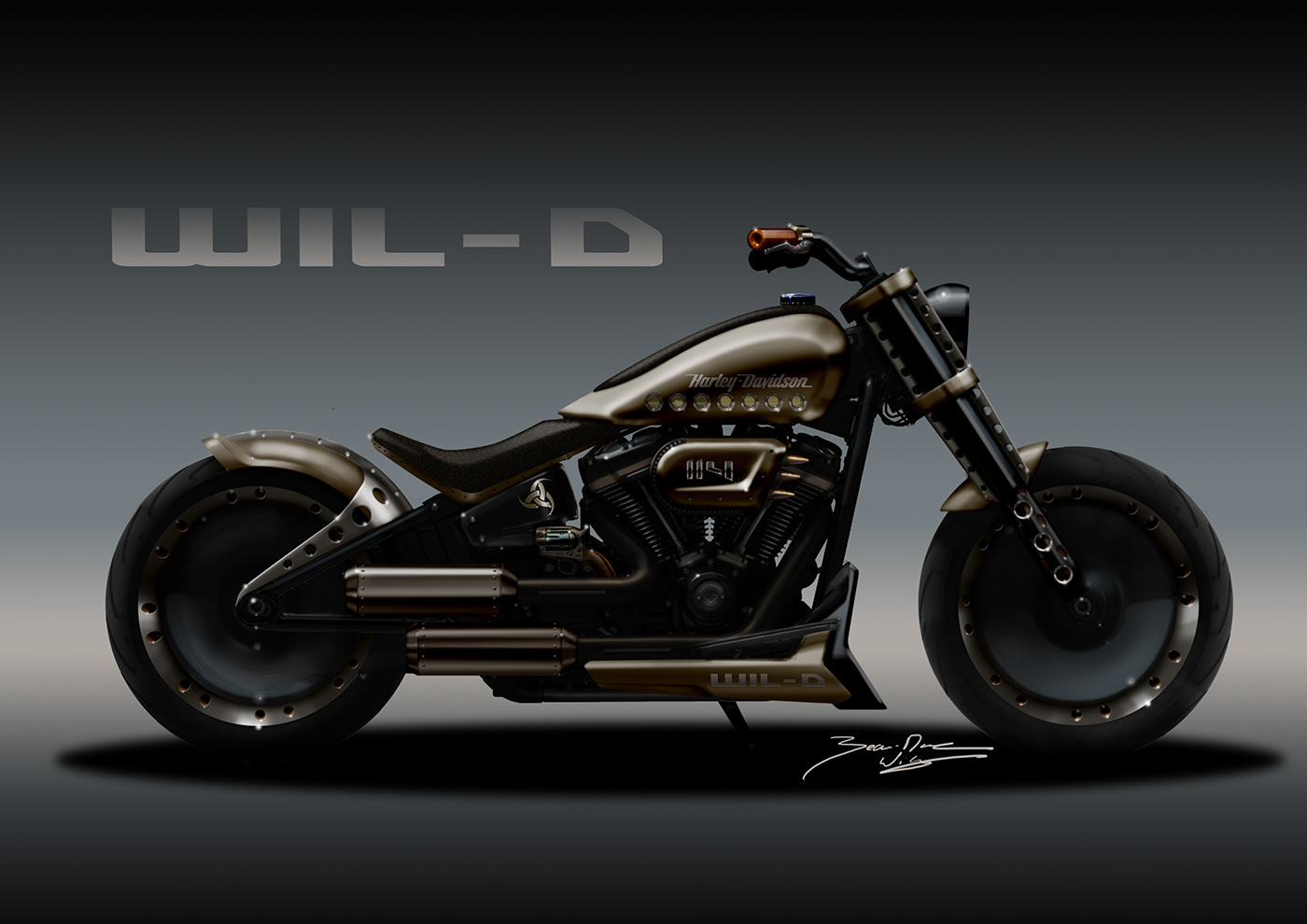 motorcycle motorbike Harley-Davidson motorcycle art designer Custom Fatboy Odin viking