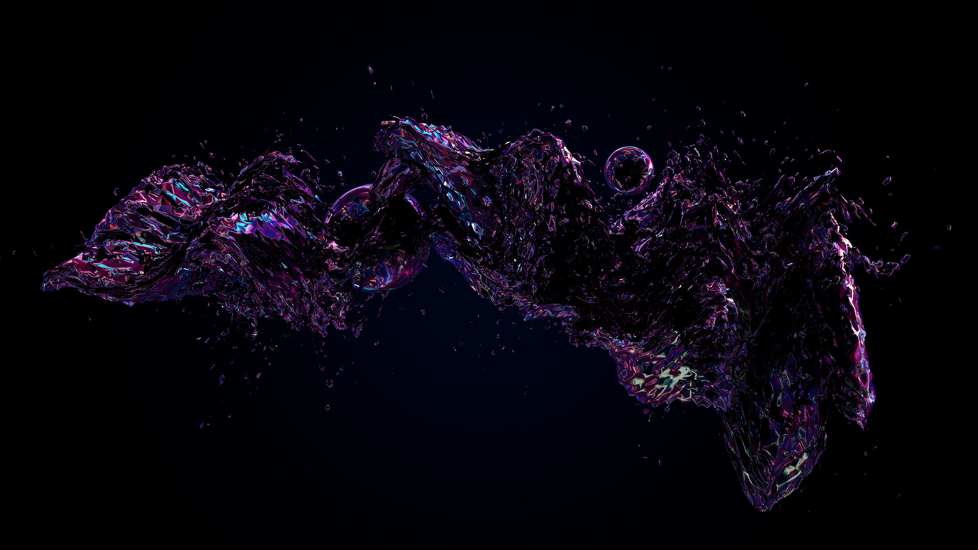 Nature art 3D abstract digital vines purple