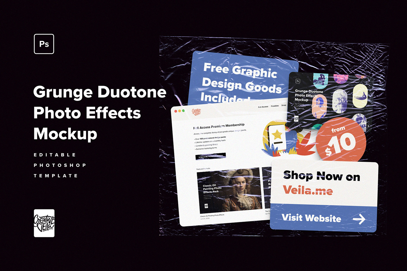 veila halftone Duotone Retro print action filter monochrome grunge Pop Art