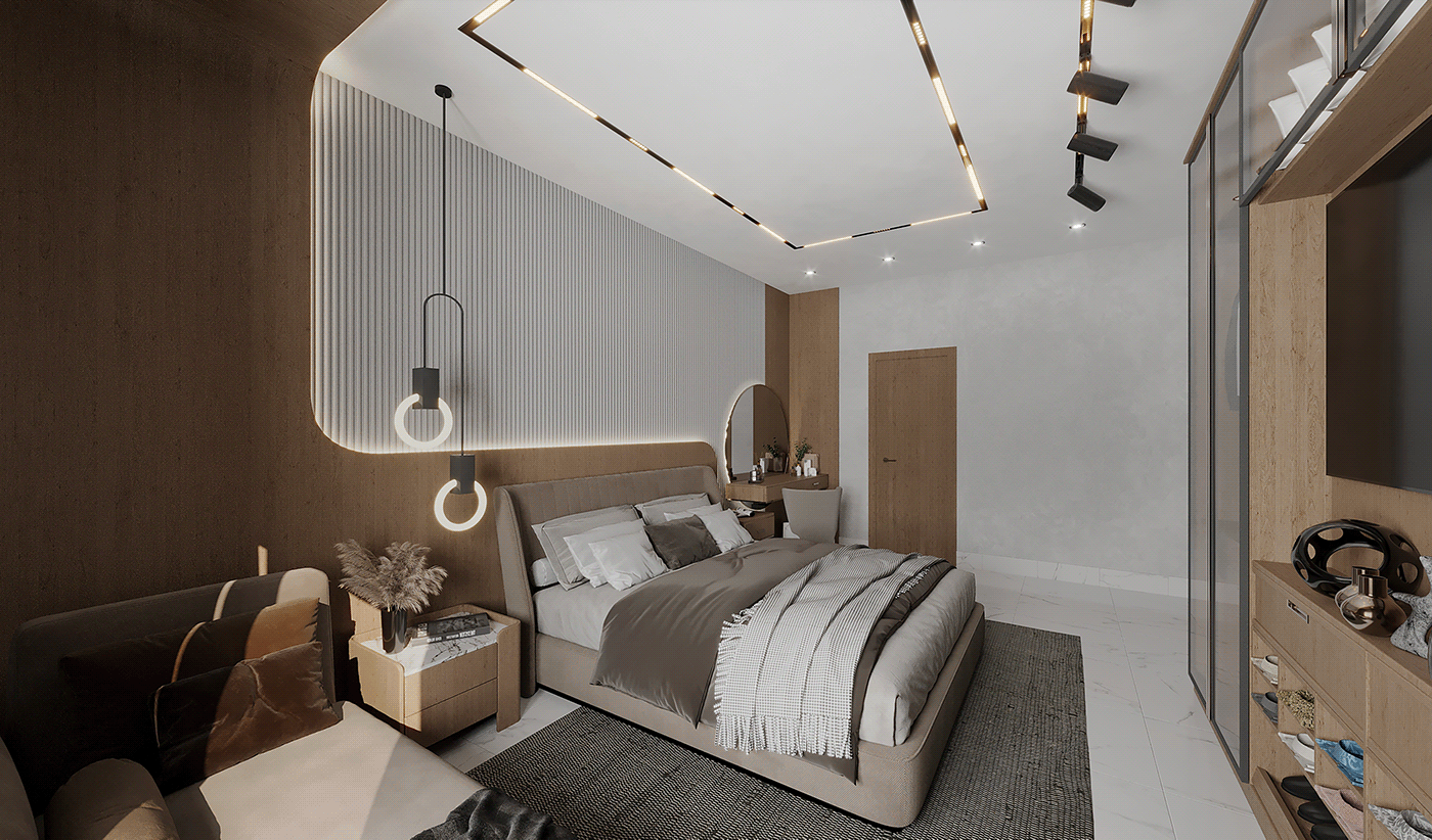 furniture design interior design  Interior bedroom modern 3ds max architecture 3D corona