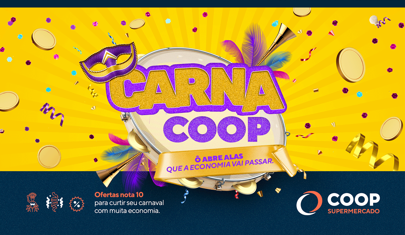 campanha Carnaval criação design key visual kv Propaganda publicidade supermercado varejo