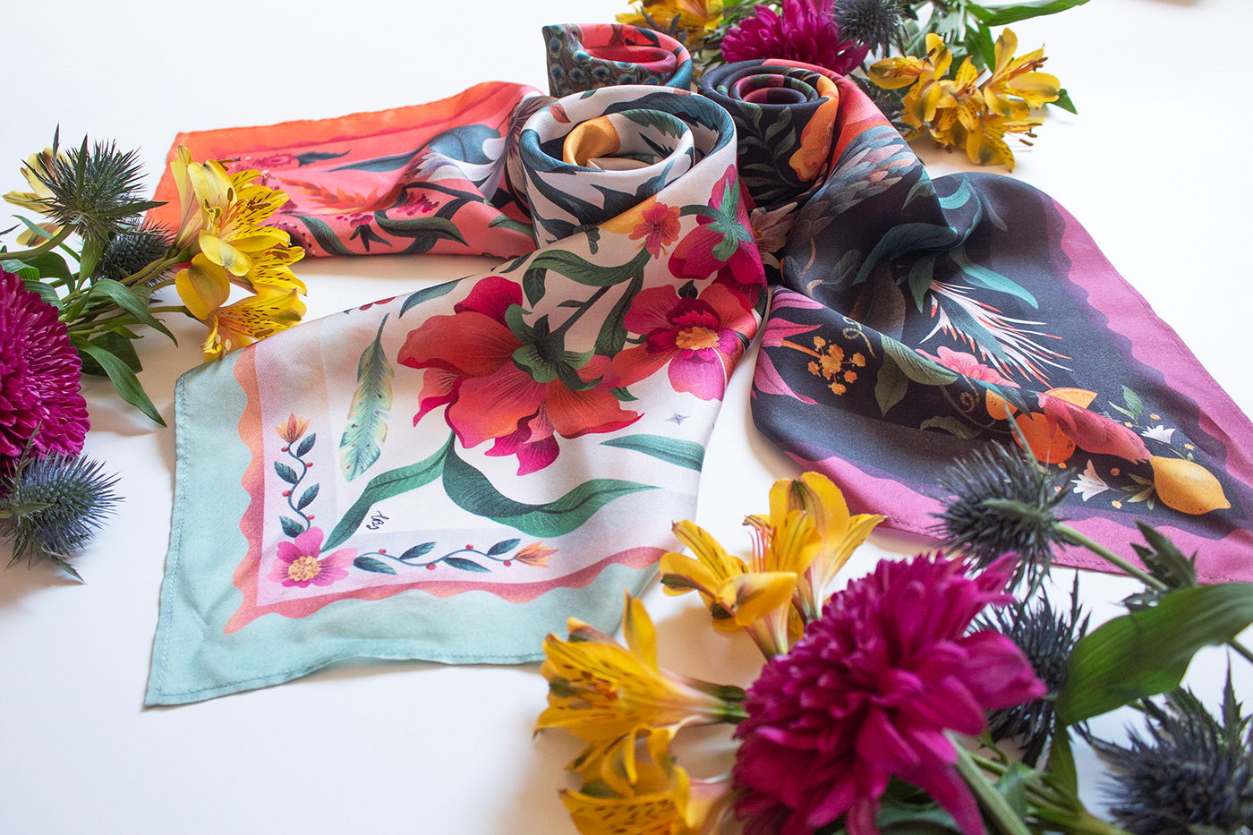 ILLUSTRATION  textil design SILK silk scarf fashion design pattern desigm