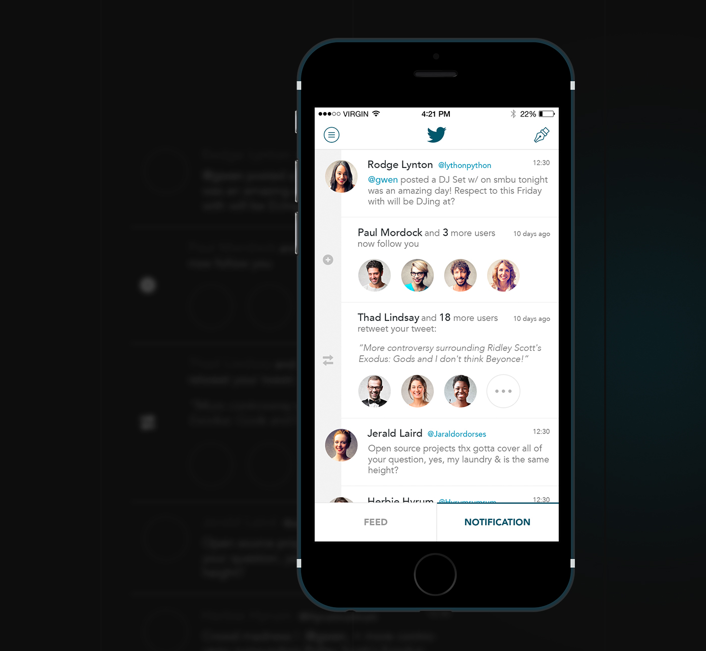 mobile app twitter redesign ios7 apple iphone tweet concept