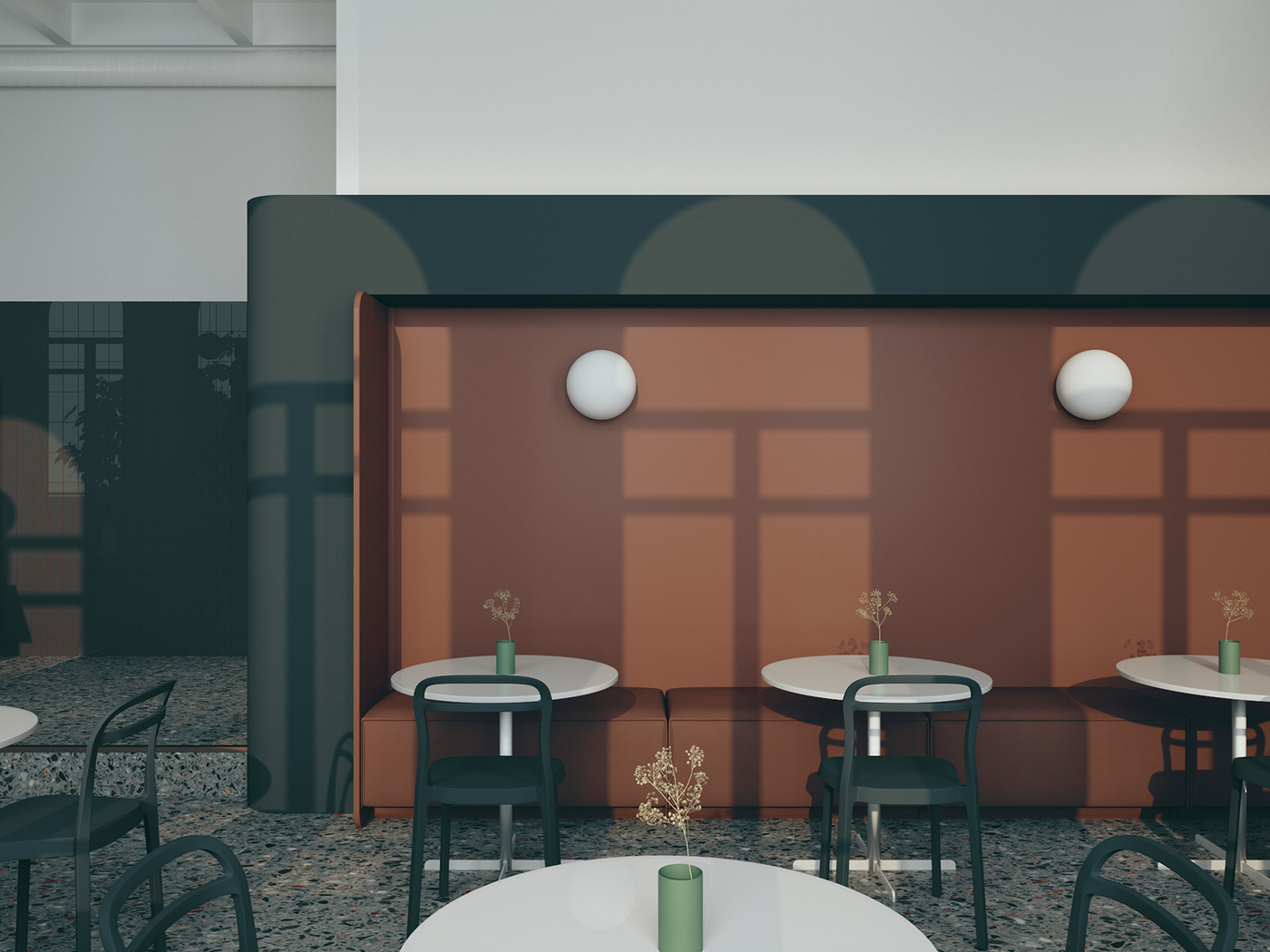 design cinema 4d corona render  architecture Interior Moscow cafe restaraunt kafel Minimalism