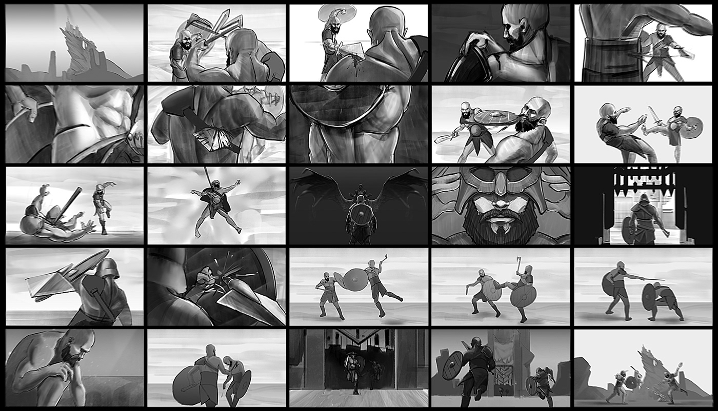 3d motion art direction  CGI cinema 4d cinematic fight Octane Render viking blood heroes