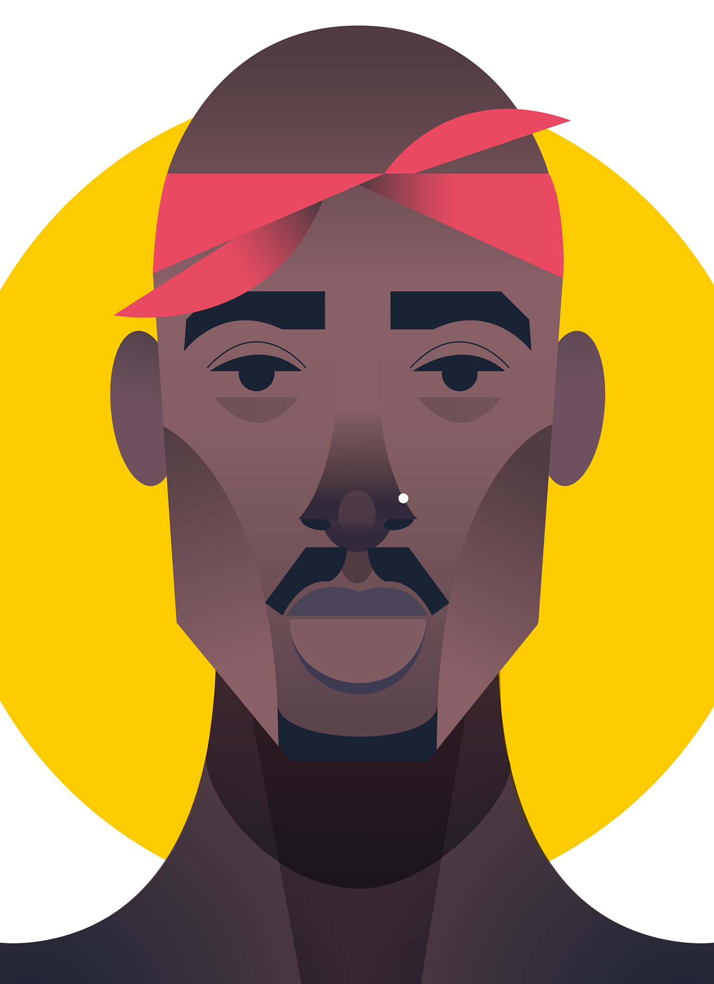 flat design portrait avatar art vectoriel 2pac