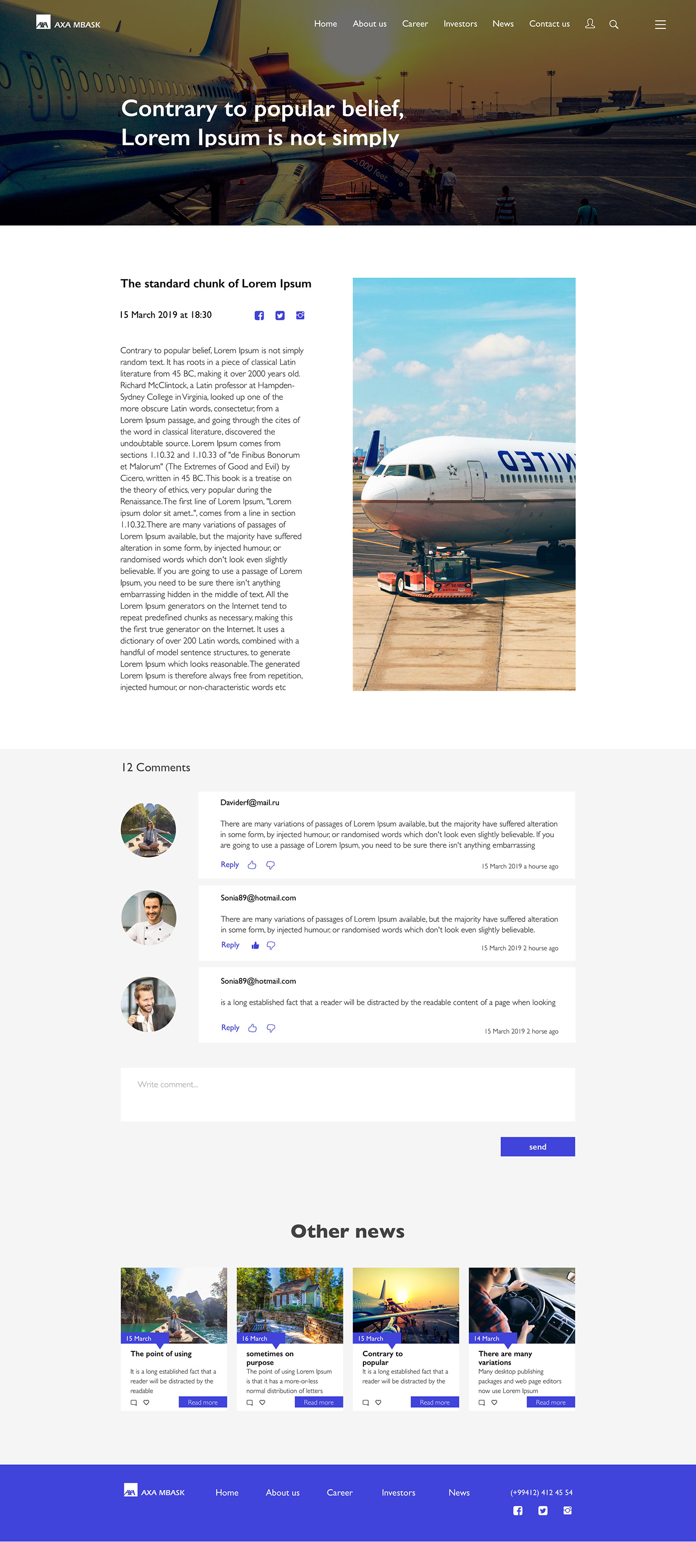 insurance design Web Website UI ux home car plane page