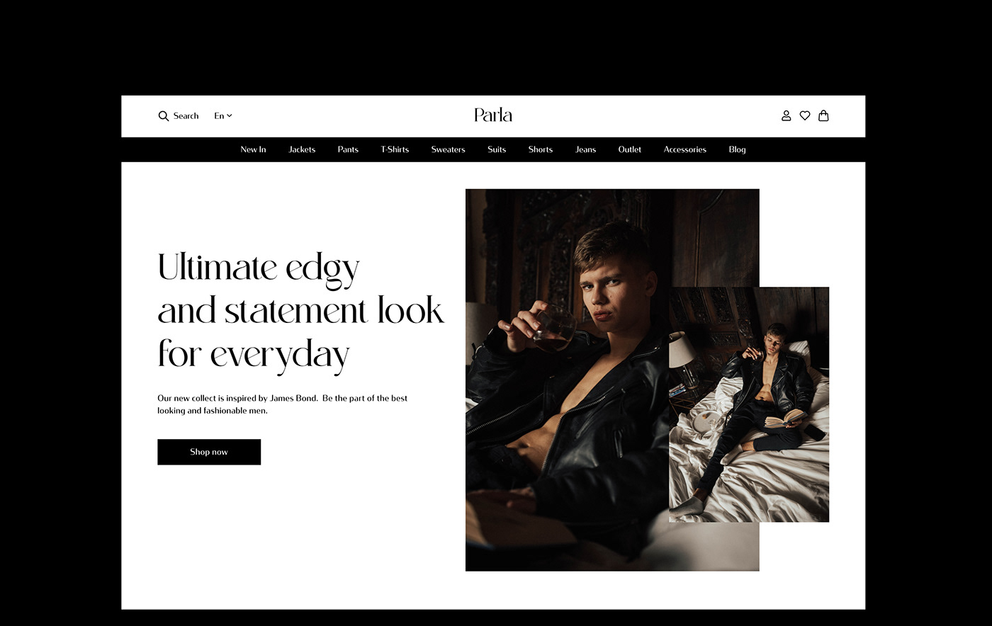 app design bold Ecommerce editorial Menswear Photography  typography   UI ux UX UI