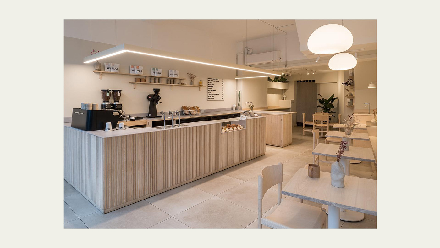 coffee shop london, minimalist interior design